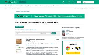 Add Reservation to OBB Internet-Tickets - Austria Forum - TripAdvisor
