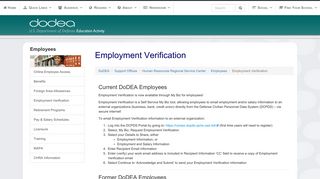 Human Resources EmployeesEmployment Verification - DoDEA