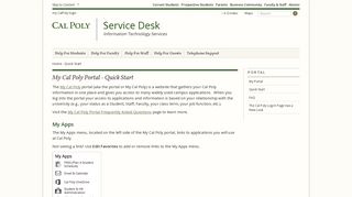 My Cal Poly Portal - Quick Start - Service Desk - Cal Poly, San Luis ...