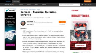 Cameco - Surprise, Surprise, Surprise - Cameco Corporation (NYSE ...