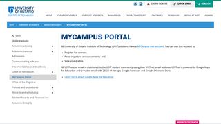 MyCampus Portal | University of Ontario Institute of Technology