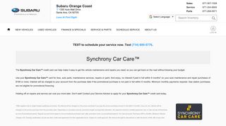 Synchrony Car Car Credit Card | - Subaru Orange Coast