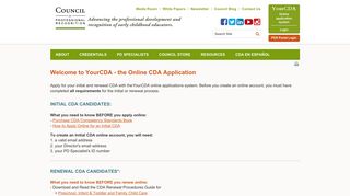 Welcome to YourCDA - the Online CDA Application - Council for ...