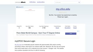 My.cfcc.edu website. MyCFCC Secure Login.