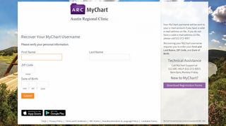 MyChart - Login Recovery Page