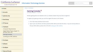Gaming Consoles | Information Technology Services