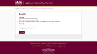 Log On - Applying to CMU - Central Michigan University