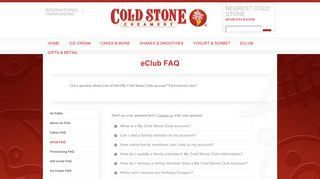 Cold Stone Creamery eClub FAQ
