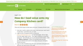 How do I load value onto my Company Kitchen card?