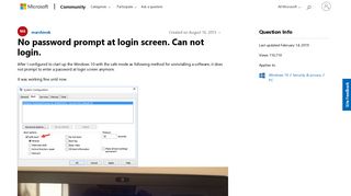 No password prompt at login screen. Can not login. - Microsoft ...