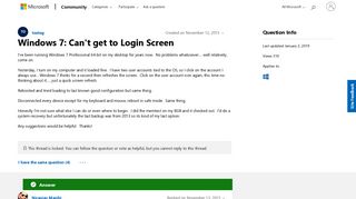 Windows 7: Can't get to Login Screen - Microsoft Community