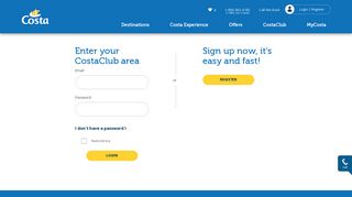 Log in to your account | Costa Cruises