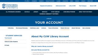 Your Account - Concordia University Wisconsin