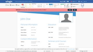 Cvlogin: CV Maker Online For Free, Professional Resume Template
