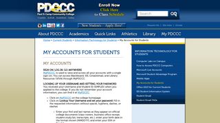 My Accounts for Students | Paul D. Camp Community College