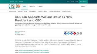 DDS Lab Appoints William Braun as New President and CEO