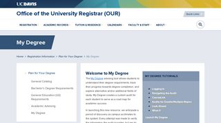 My Degree - Office of the University Registrar - UC Davis