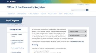 My Degree | Office of the University Registrar - UC Davis AggieCard