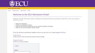 the ECU Admissions Portal! - East Carolina University