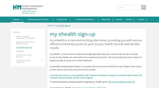 my ehealth sign-up - HIMconnect.ca