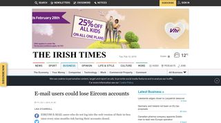 E-mail users could lose Eircom accounts - The Irish Times