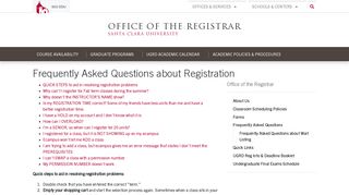 Frequently Asked Questions about Registration - Santa Clara University