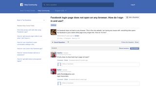 Facebook login page does not open on any browser. How do I sign ...