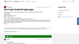 Can't open facebook login page. - Microsoft Community