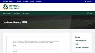 I've forgotten my MFN | Football Federation Australia