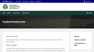 Football Family FAQs | Football Federation Australia
