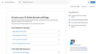 Access your G Suite domain settings - G Suite Admin ... - Google Support