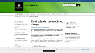 E-mail and calendar – Student Portal