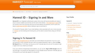 Harvest ID – Signing In and More – Forecast Help Center