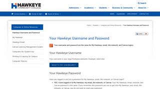 Your Hawkeye Username and Password - Hawkeye Community College