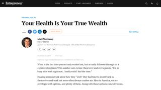 Your Health Is Your True Wealth - Entrepreneur
