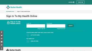 Sign In - My Health Online - Sutter Health