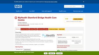 Overview - MyHealth Stamford Bridge Health Care Centre - NHS