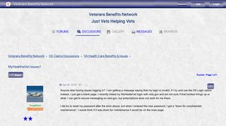 MyHealtheVet issues? - Veterans Benefits Network
