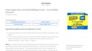 www.supervalu.com/myhealthypursuits – my Healthy Pursuits - terriwise