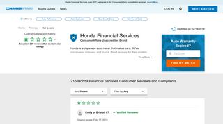 Top 214 Reviews and Complaints about Honda Financial Services