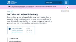 Housing and homelessness | Family & Community Services