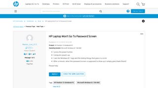 HP Laptop Won't Go To Password Screen - HP Support Community - 5889408