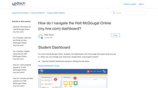 How do I navigate the Holt McDougal Online (my.hrw.com) dashboard ...