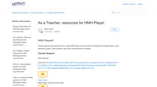As a Teacher, resources for HMH Player. – Support.EdTechSoftware