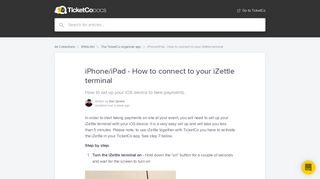 iPhone/iPad - How to connect to your iZettle terminal | TicketCo Docs