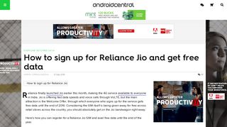How to sign up for Reliance Jio and get free data | Android Central
