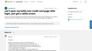 can't open my kohls.com credit card page after login. just get a ...
