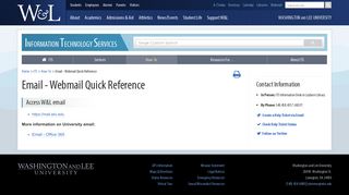 Email - Webmail Quick Reference : Washington and Lee University