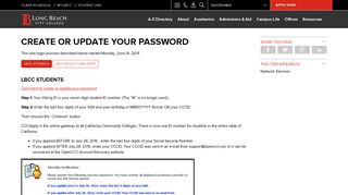 Create or Update Your Password - Long Beach City College