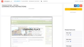 LEARNING PLACE INSTRUCTIONS - studylib.net